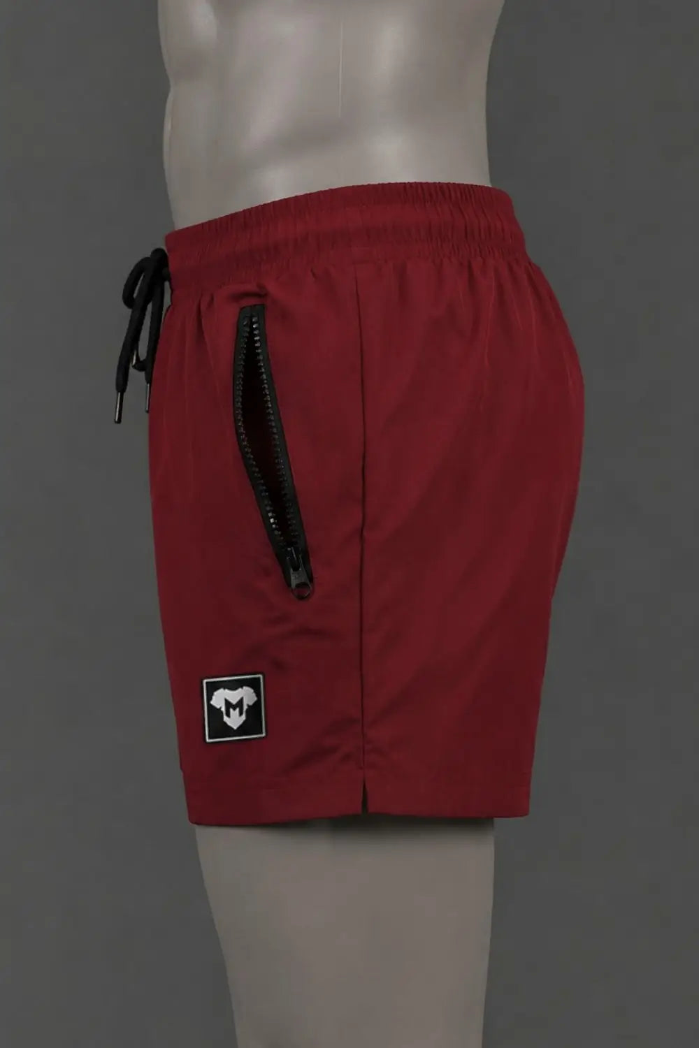 Jedd Synther weiche Shorts mit Reißverschlusstaschen. Rot Dunkel