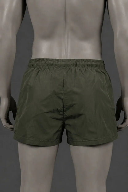 Jedd Synther Weiche Shorts mit Reißverschlusstaschen. Armeegrün