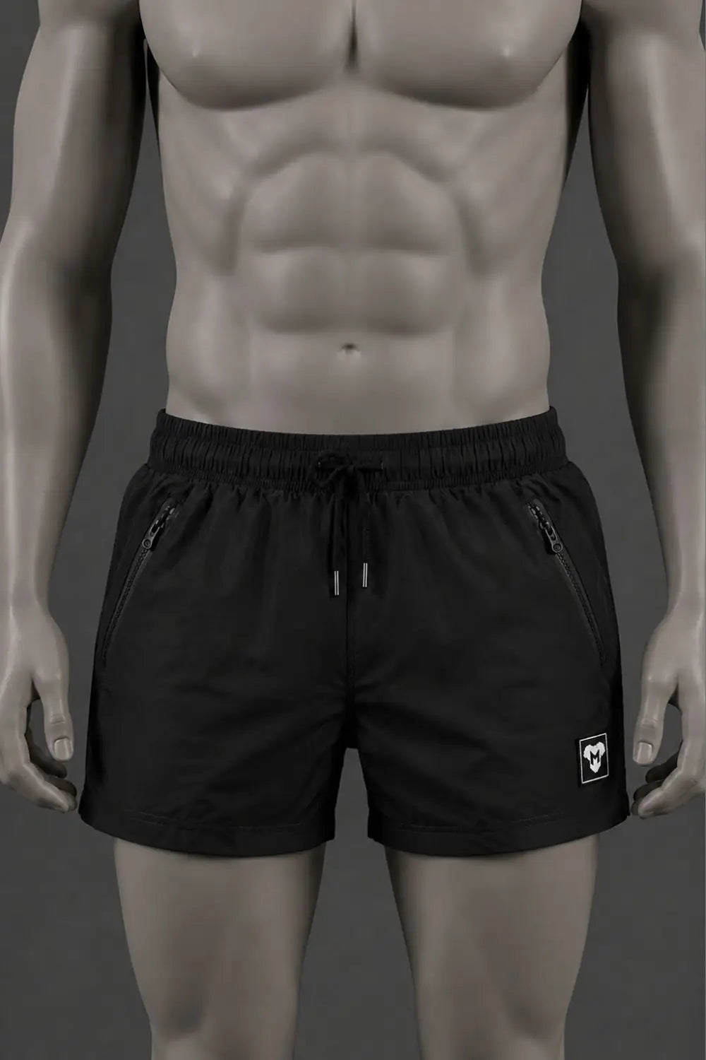 Jedd Synther Weiche Shorts mit Reißverschlusstaschen. Schwarz