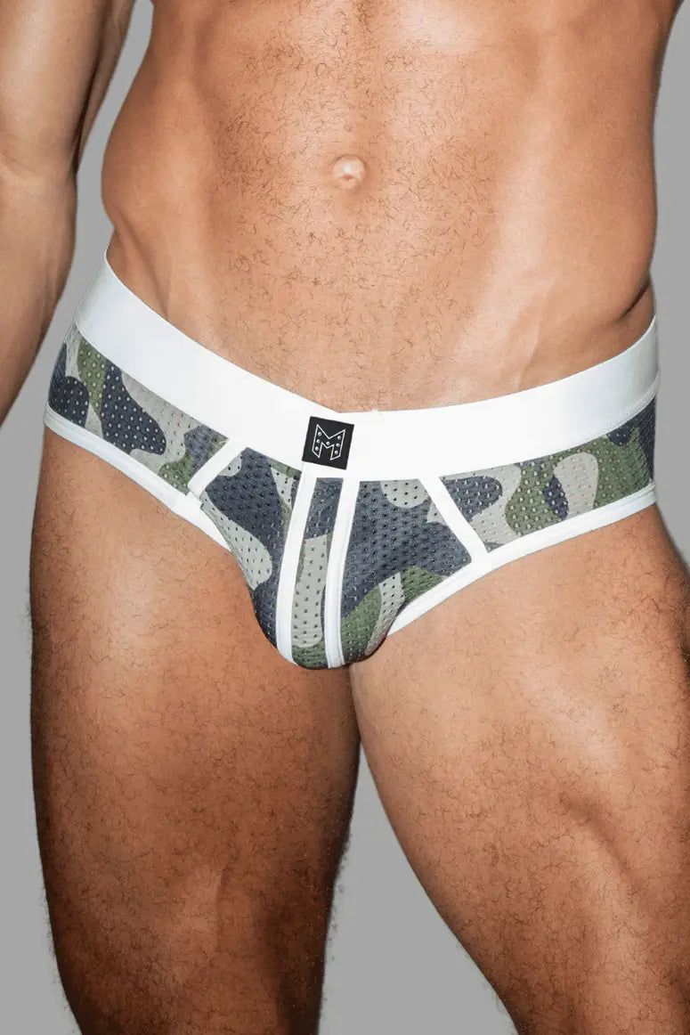 Ian Steelguard Briefs de Malla. Camuflaje + Blanco