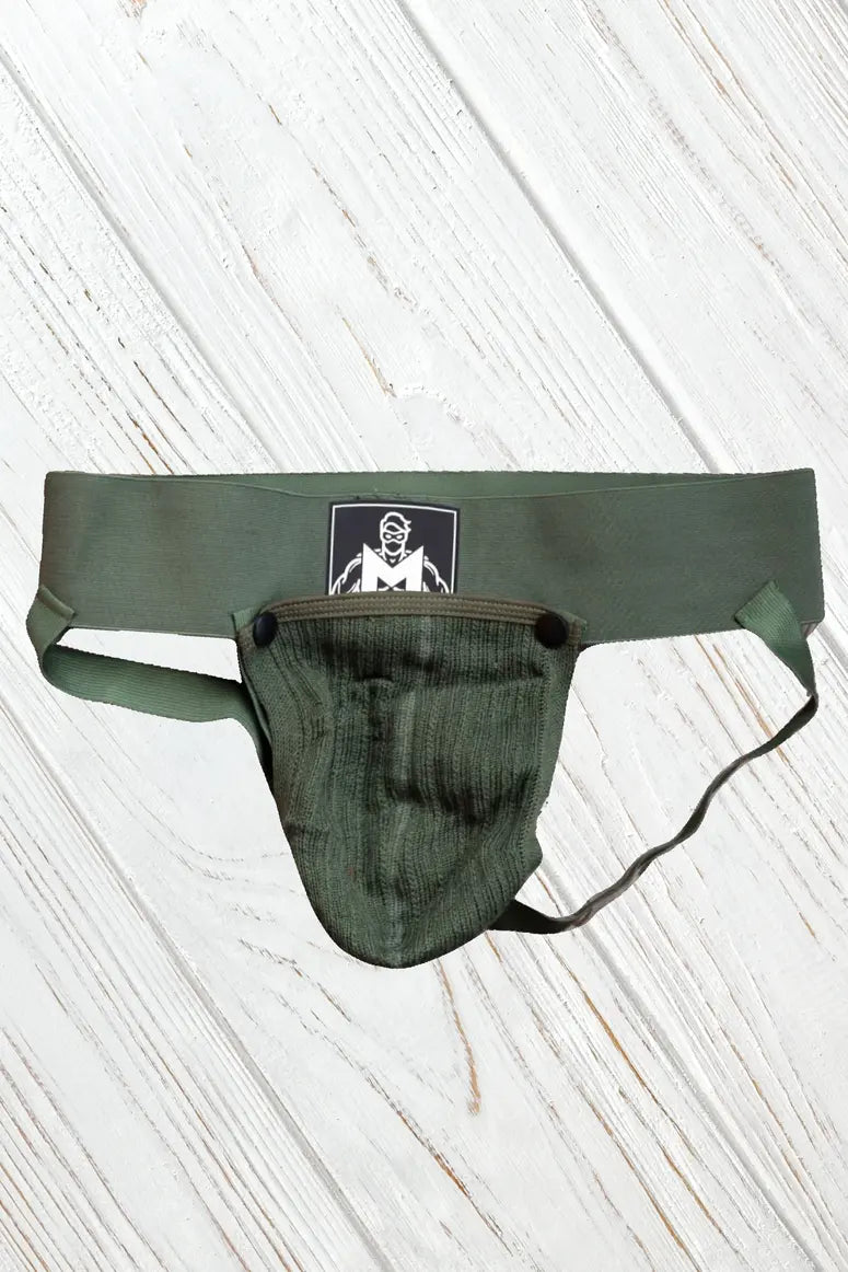 Gary Cyclone. Jockstrap avec Poche Amovible. Vert Armée