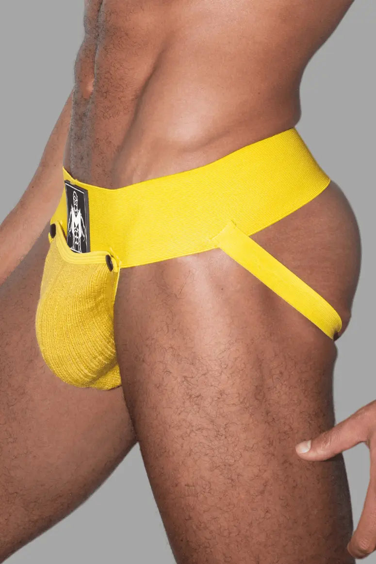 Brad Cyclone. Jockstrap con Bolsillo Desmontable. Amarillo