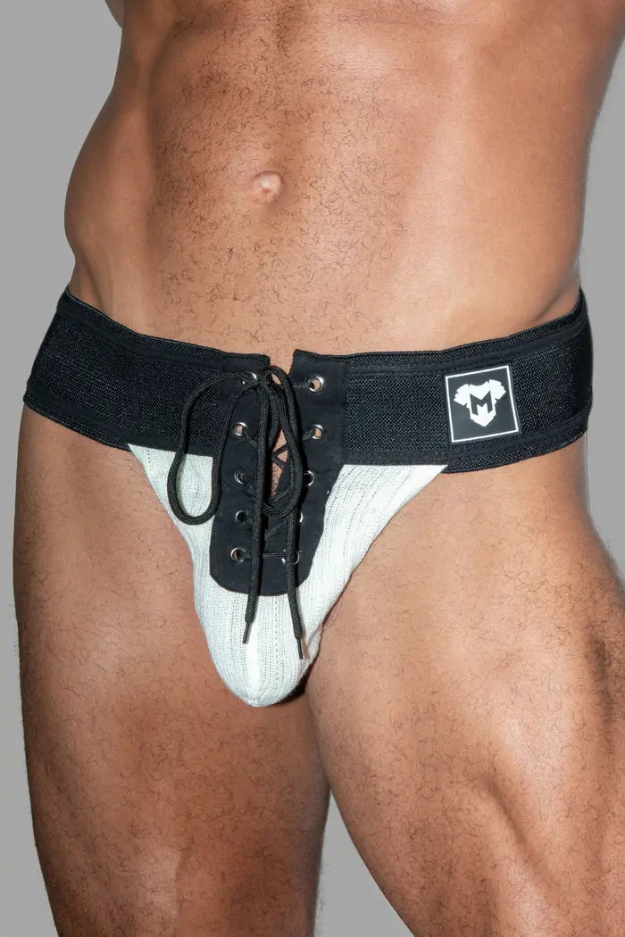 Ken Gridd-Iron, American Football Jockstrap. Zwart + Wit