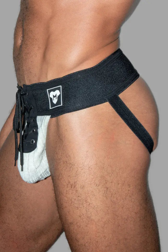 Ken Gridd-Iron, American Football Jockstrap. Zwart + Wit