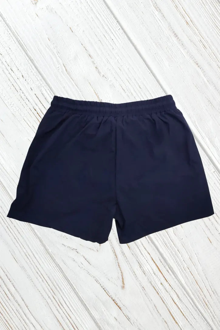 Jedd Synther soft shorts with zip pockets. Blue Navy