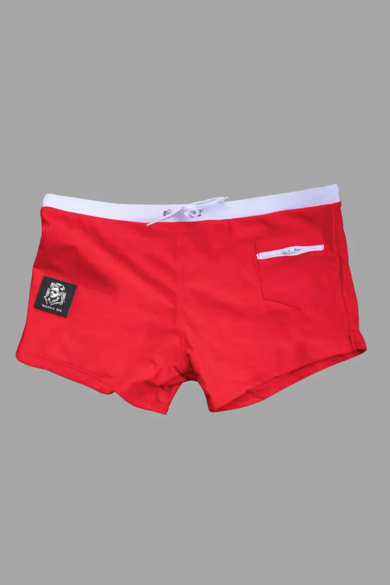 Derek Chase. Club Shorts con Bolsillo. Rojo + Blanco