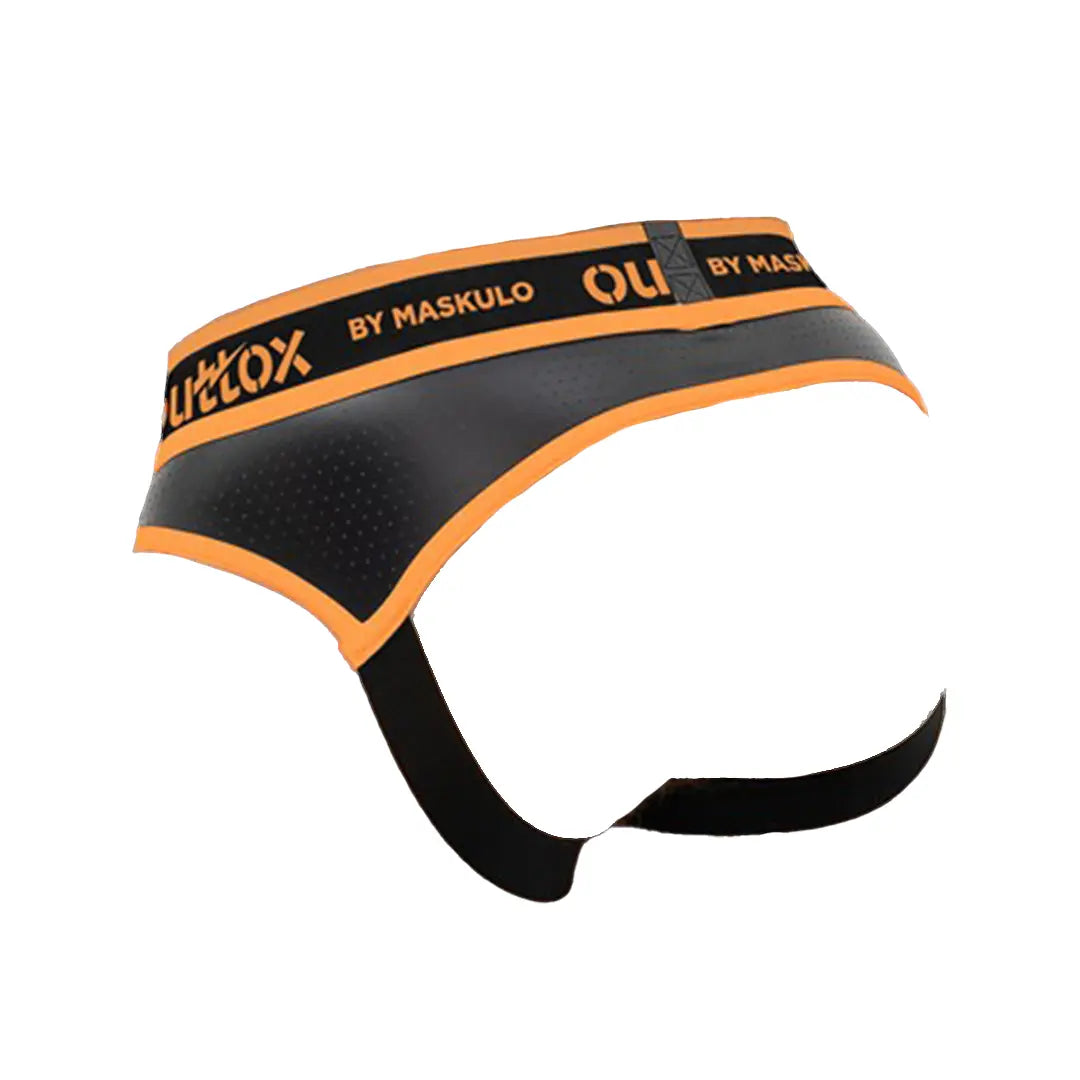 Outtox by Maskulo. Open Rear Briefs with Snap Codpiece. Orange &