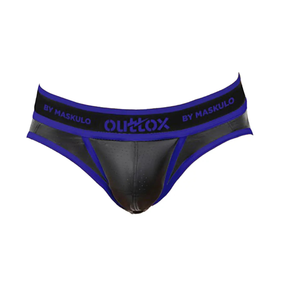 Outtox. Open Rear Briefs with Snap Codpiece. Blue