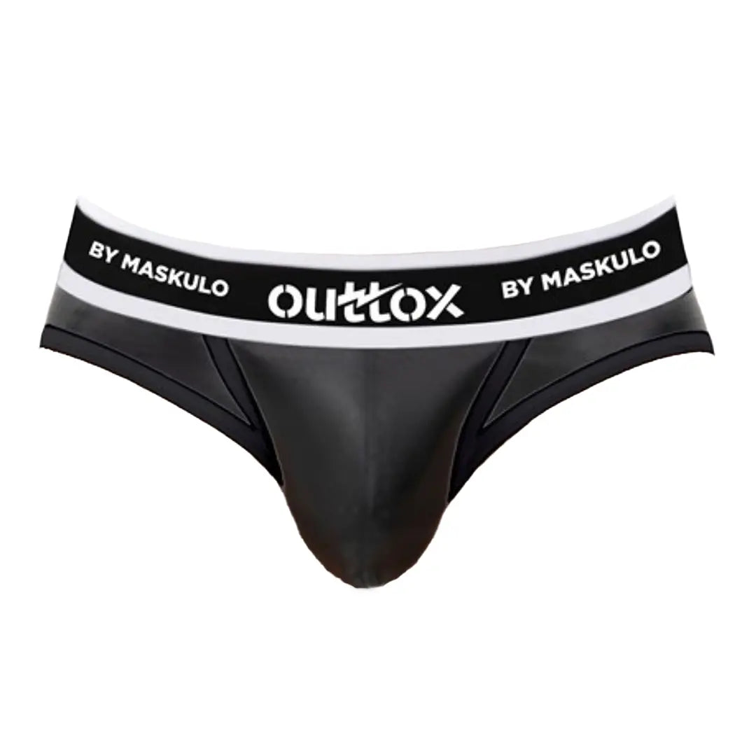 Outtox by Maskulo. Wrapped Rear Briefs with Snap Codpiece. Black