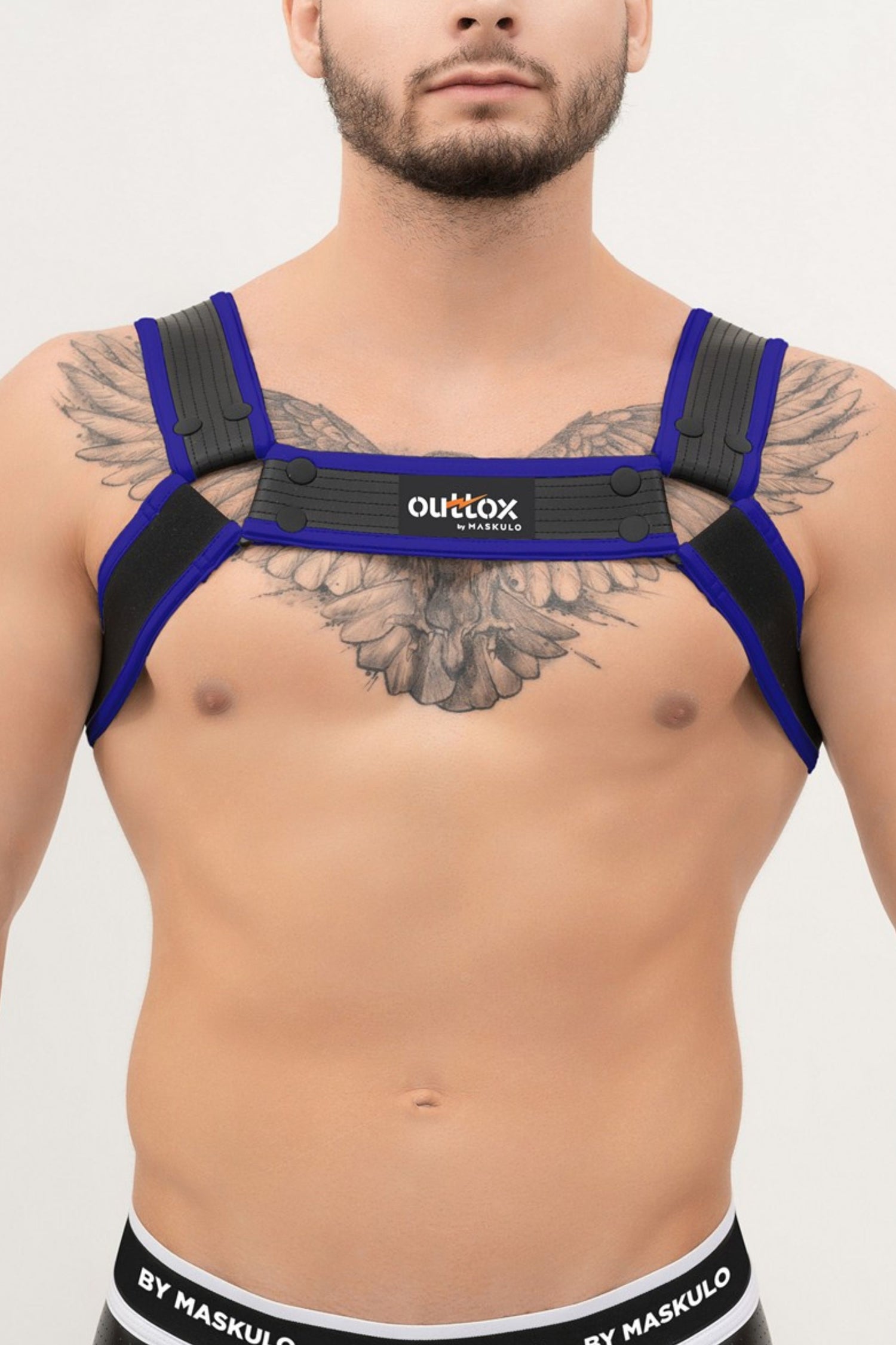 Outtox. Bulldog Harness with Snaps. Blue