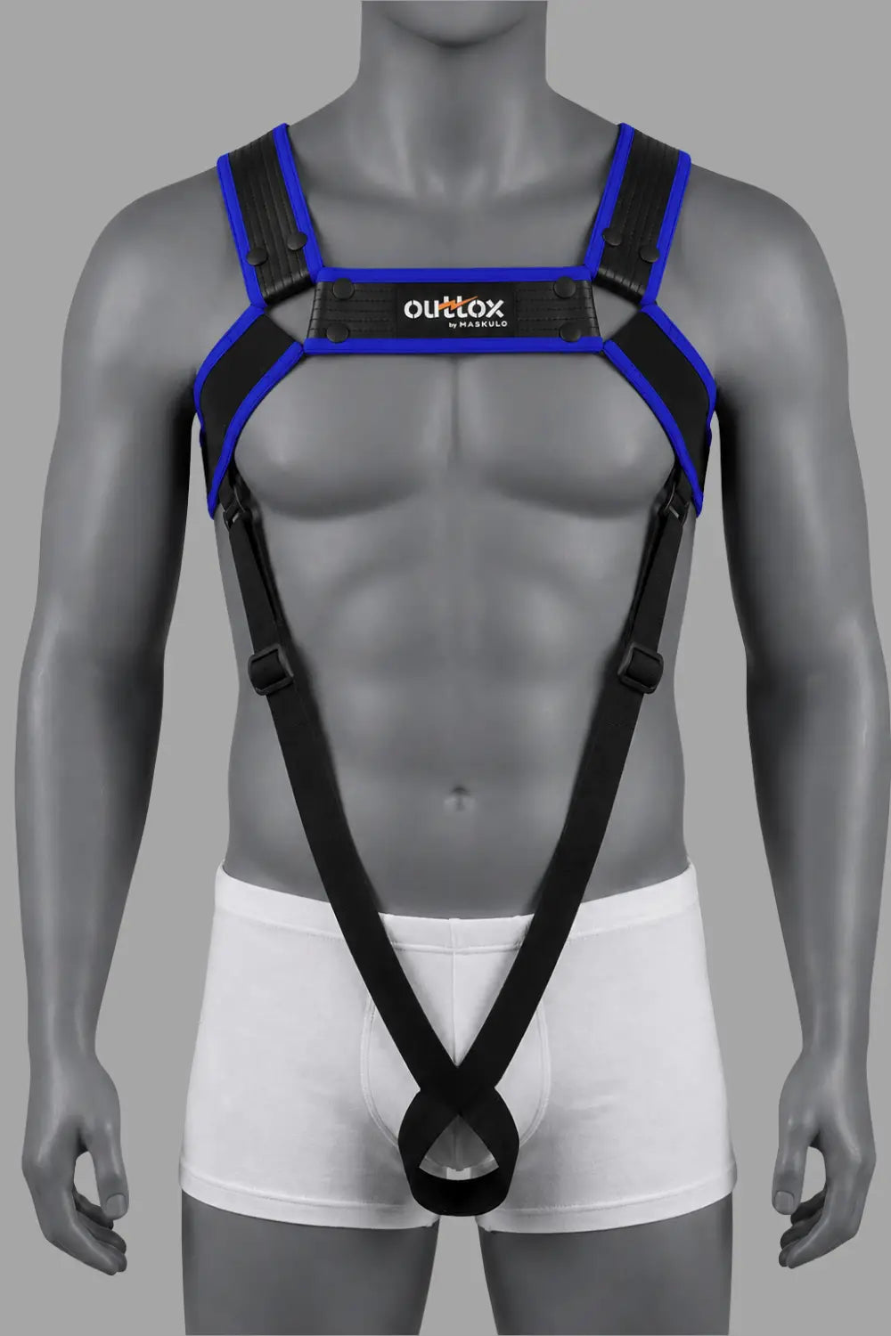 Outtox by Maskulo. Body Harness. Black + Blue Royal