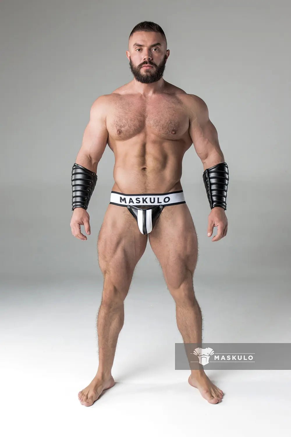 Armored. Jockstrap. Detachable Codpiece. White + Black - Maskulo - MJS120-Y1 - Maskulo EU Global Online Store