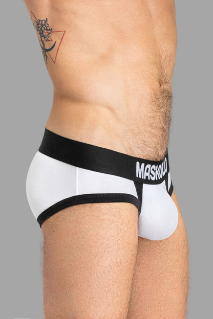 CAPTAIN - A Briefs with O - Inside - POUCH. White and Black - Maskulo - MBR140 - Y3 - Maskulo Global (EU) Store