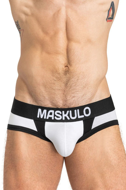 CAPTAIN - A Briefs with O - Inside - POUCH. White and Black - Maskulo - MBR140 - Y3 - Maskulo Global (EU) Store