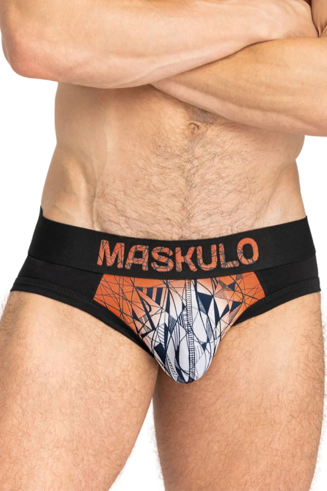 ARMOR Briefs with ART - X effect. Black and Orange - Maskulo - MBR144 - Y3 - Maskulo Global (EU) Store