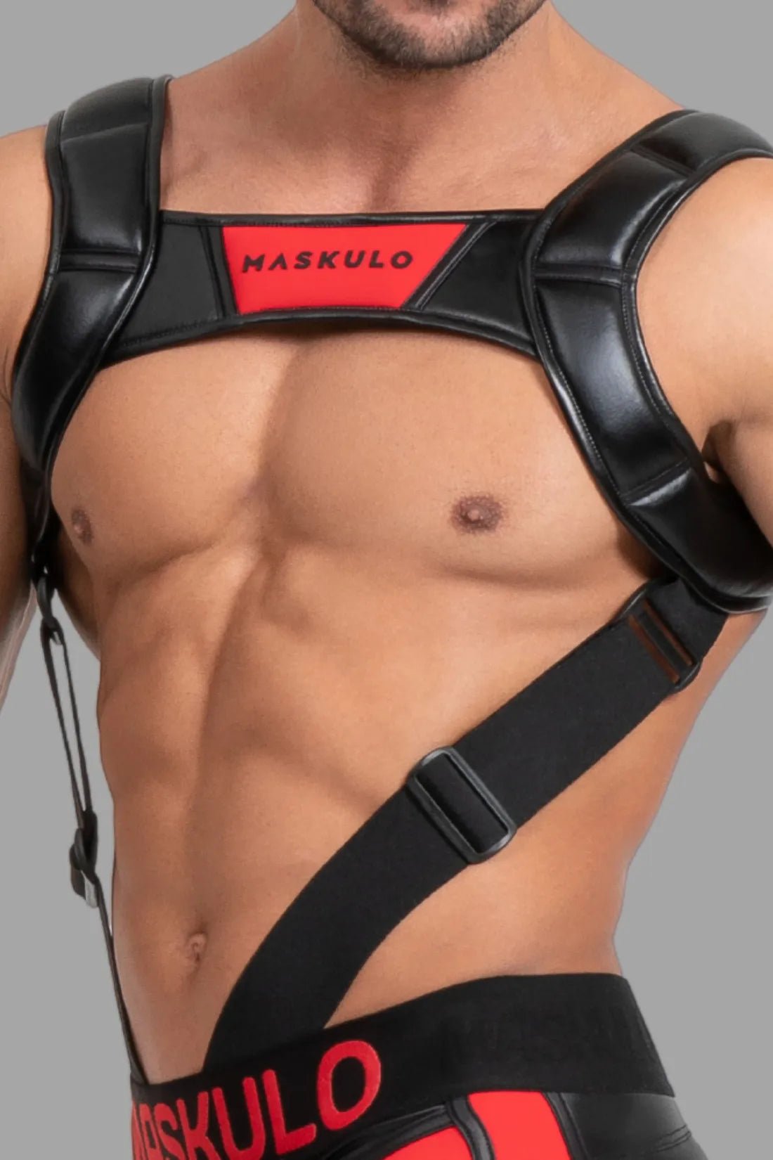 Body Harness with Push - up Effect. Black and Red - Maskulo - MHR119 - Y5 - Maskulo Global (EU) Store