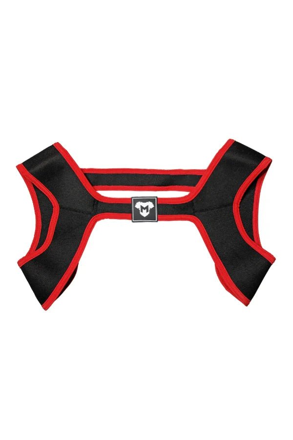 Zale Aquatorr Neoprene Chest Harness by Maskulo, black and red design. Stylish and comfortable accessory from Maskulo Global (EU) Store.