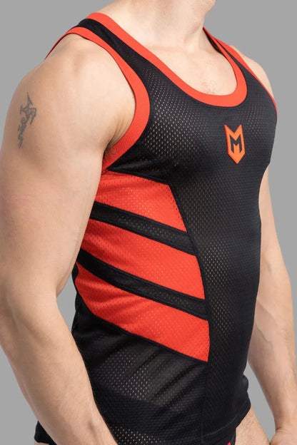 Skulla. Mesh Tank Top. Black and Red - Maskulo - MTP102 - Y4 - Maskulo Global (EU) Store