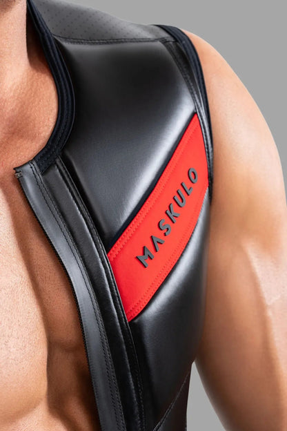 Zippered Vest. Black and Red - Maskulo - MTP108 - Y2 - Maskulo Global (EU) Store