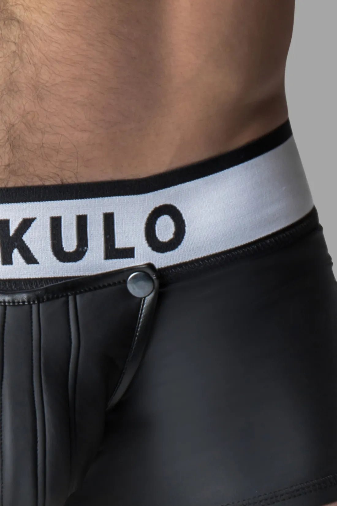 Rubber Look Trunk Shorts. Detachable pouch. Open Rear. Black - Maskulo - MTR108 - Y5 - Maskulo Global (EU) Store