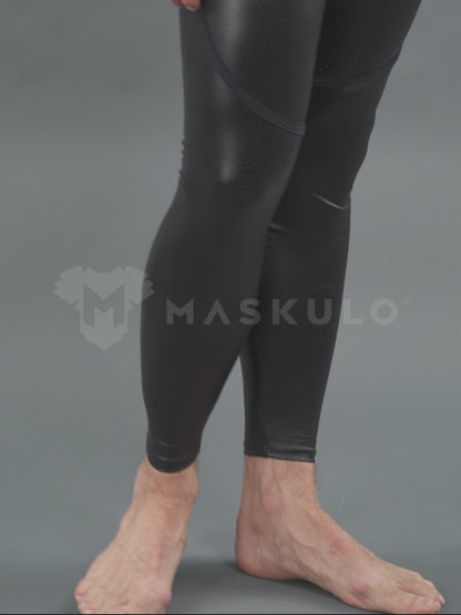 Outtox. Zip-Rear Leggings with Snap Codpiece. Black