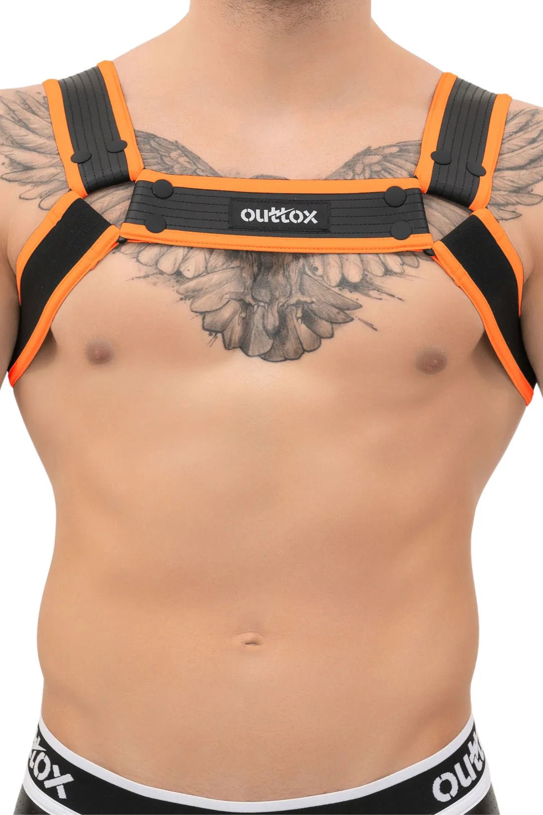 Outtox. Bulldog Harness with Snaps. Black and Orange - Outtox - XHR108 - Y1 - Maskulo Global (EU) Store