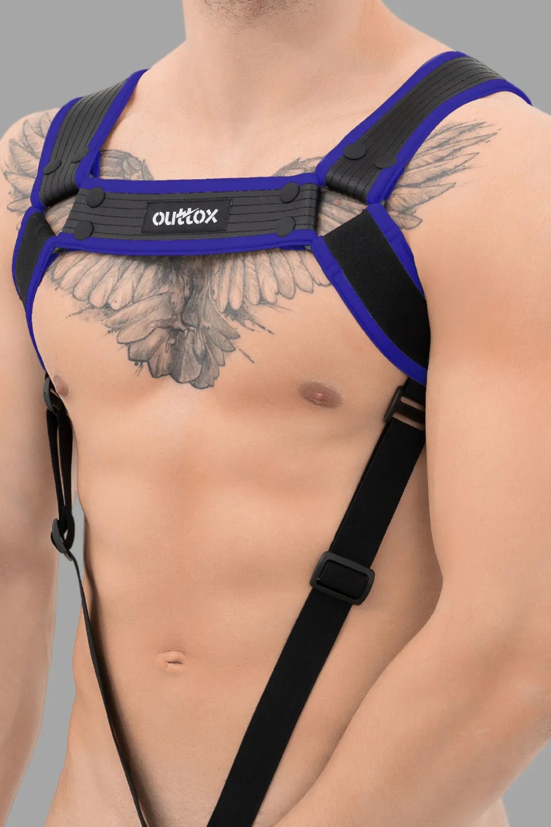 Outtox. Body Harness with Snaps. Black and Blue - Outtox - XHR116 - Y2 - Maskulo Global (EU) Store