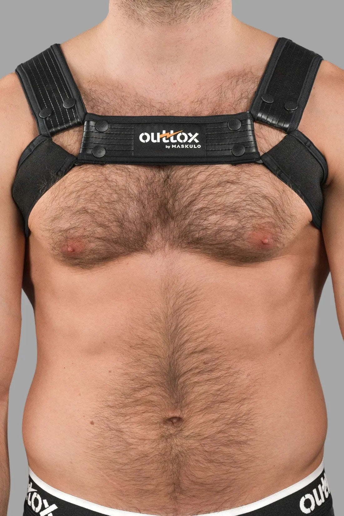 Outtox by Maskulo. Bulldog Harness with Snaps. Black - Outtox - XHR119 - Y1 - Maskulo Global (EU) Store