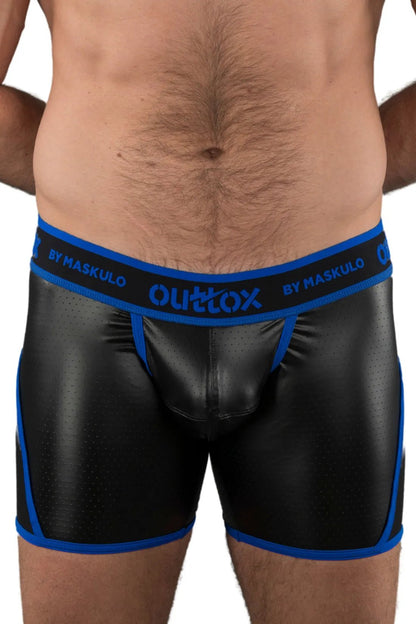 Outtox by Maskulo. Open Rear Shorts. Codpiece. Black and Blue - Outtox - XSH119 - Y1 - Maskulo Global (EU) Store