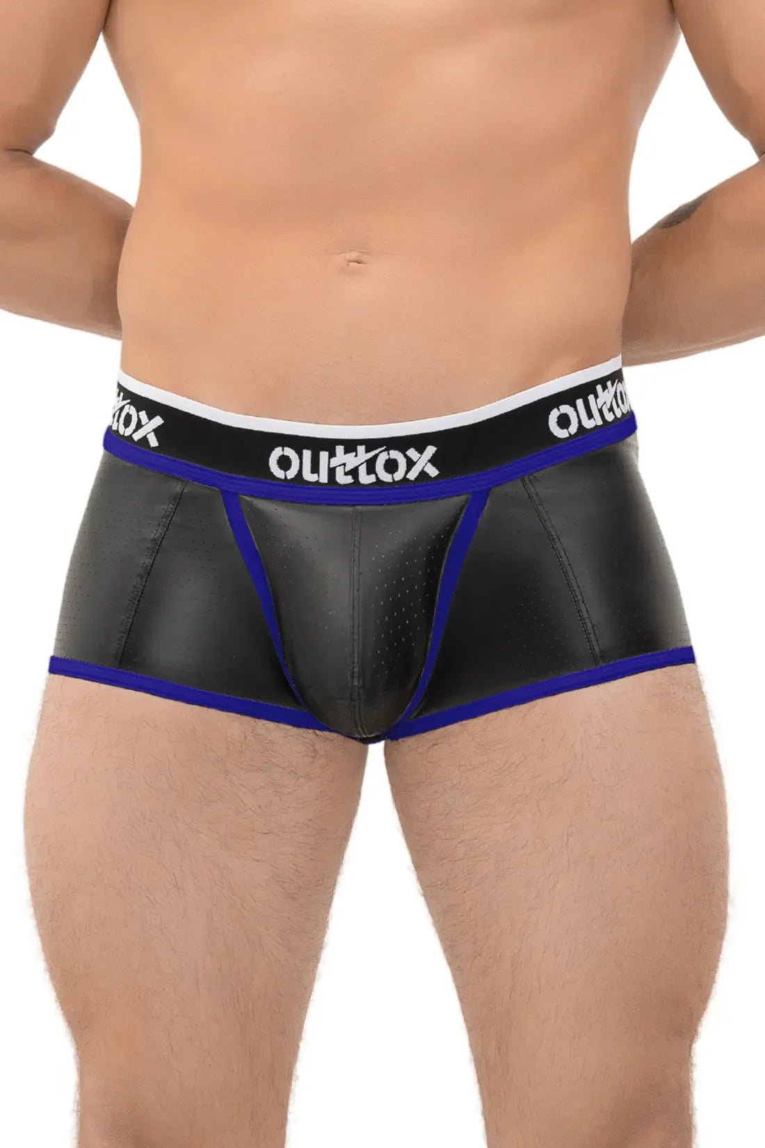 Outtox. Open Rear Trunk Shorts with Snap Codpiece. Black and Blue - Outtox - XTR105 - Y2 - Maskulo Global (EU) Store