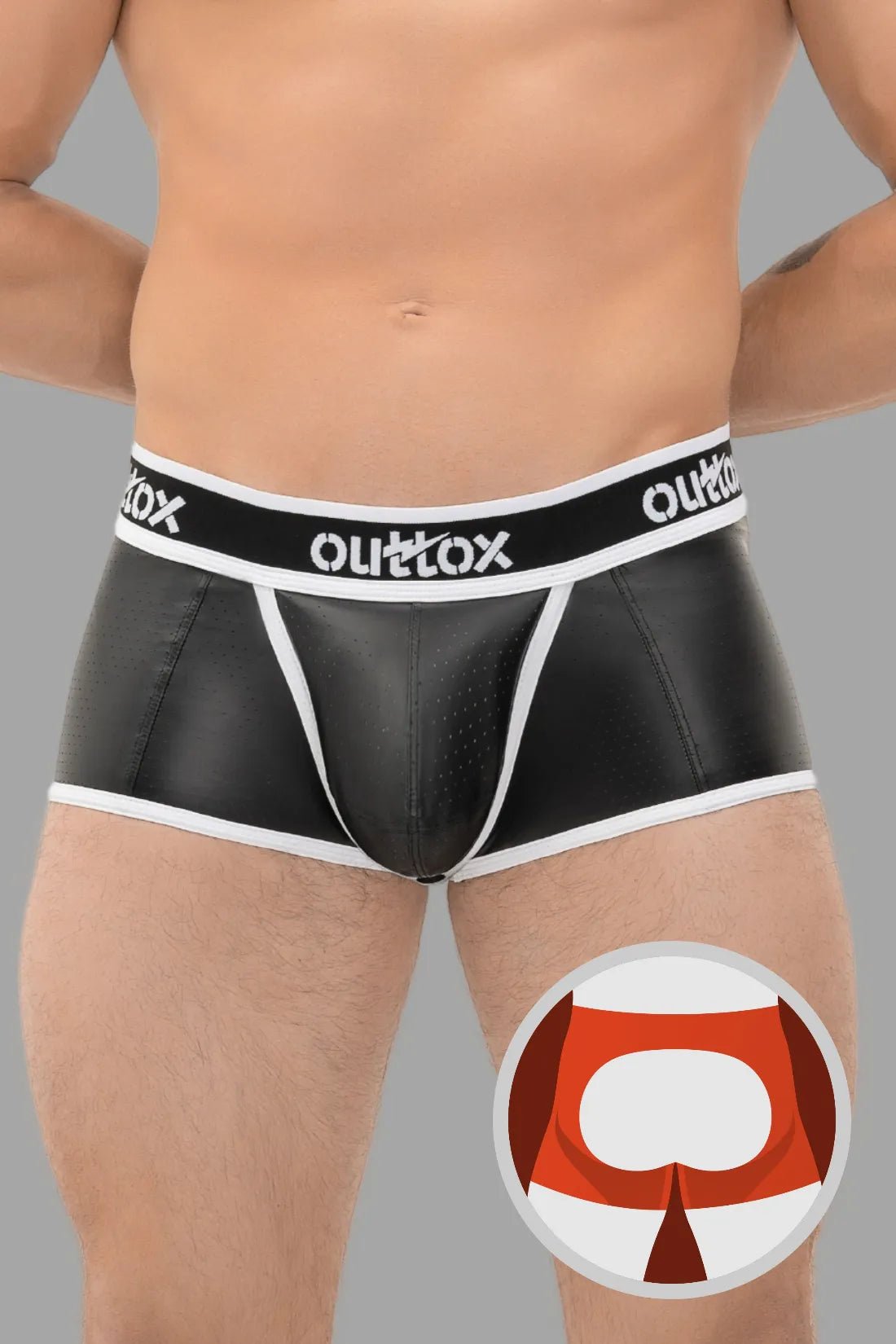 Outtox. Open Rear Trunk Shorts. Snap Codpiece. Black and White - Outtox - XTR106 - Y3 - Maskulo Global (EU) Store