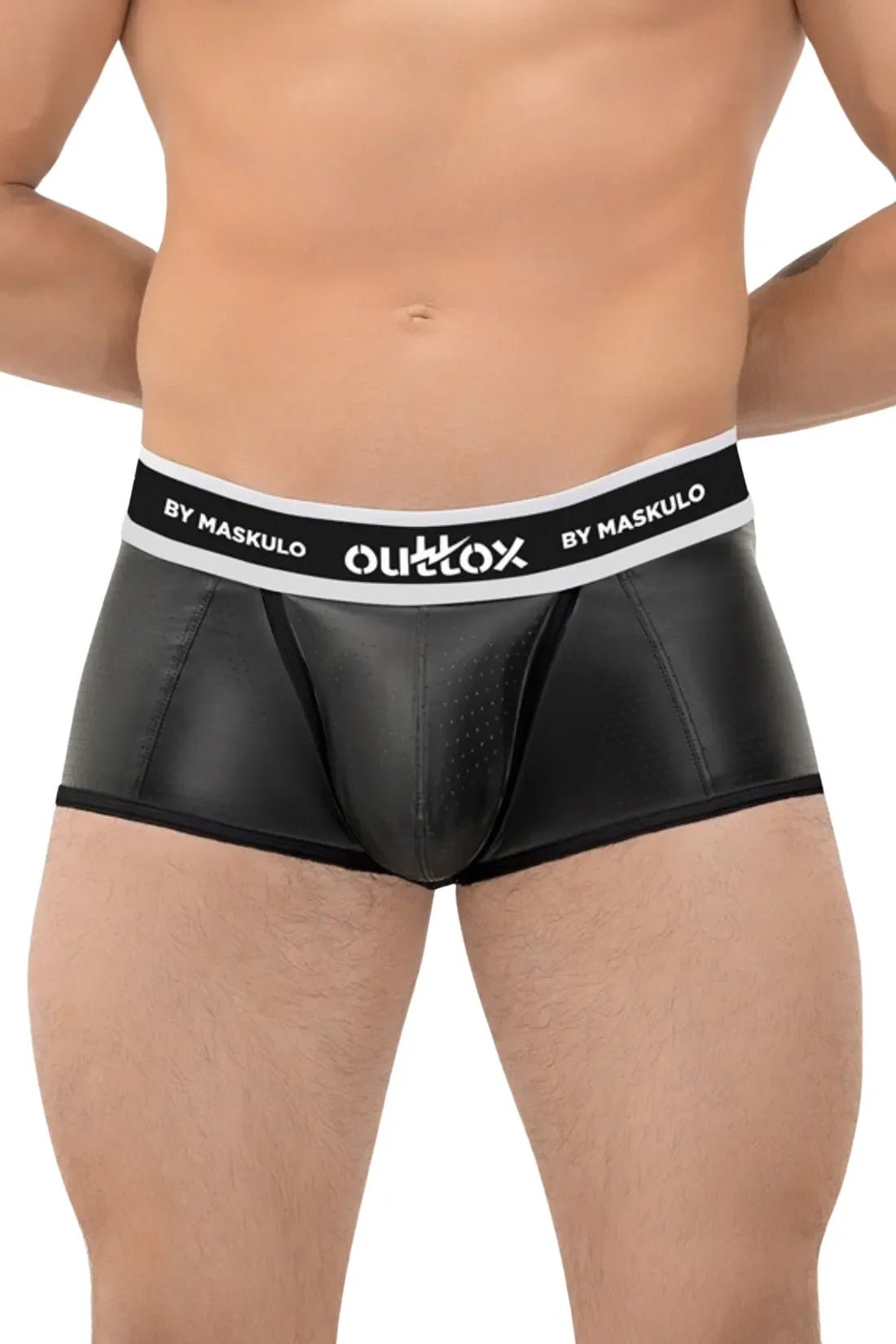 Outtox by Maskulo. Open Rear Trunk Shorts. Snap Codpiece. Black - Outtox - XTR115 - Y1 - Maskulo Global (EU) Store