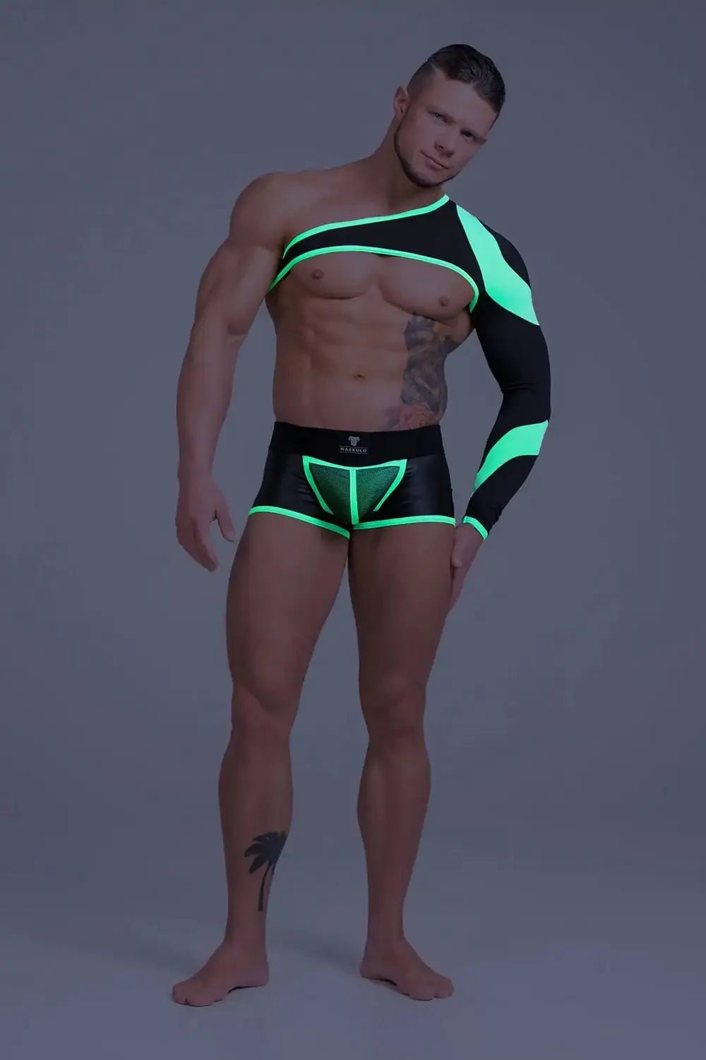 Youngero. Asymmetrical Long - Sleeved Crop Top. Green Neon - Maskulo - MTP151-Y1 - Maskulo EU Global Online Store