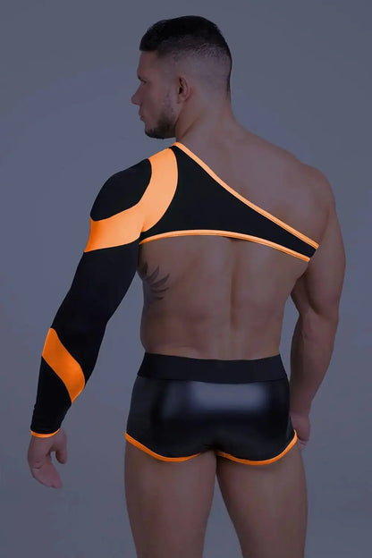 Youngero. Asymmetrical Long - Sleeved Crop Top. Orange Neon - Maskulo - MTP150-Y1 - Maskulo EU Global Online Store