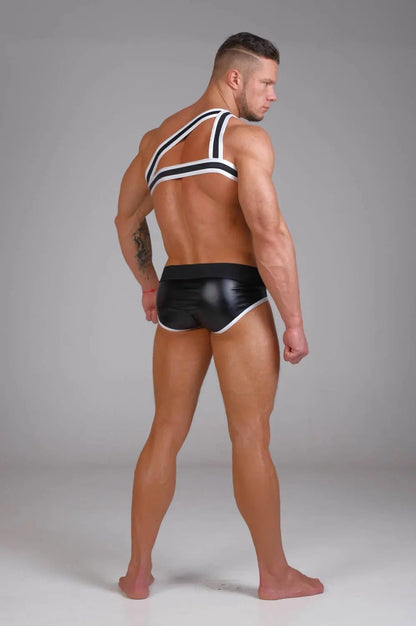 Youngero. Asymmetrical One Shoulder Elastic Harness. White Neon + Black - Maskulo - MHR148-Y1 - Maskulo EU Global Online Store