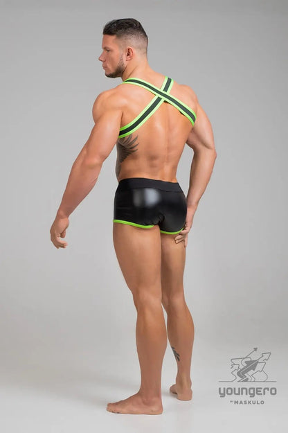 Youngero. Bulldog Elastic Harness. Green Neon - Maskulo - MHR144-Y1 - Maskulo EU Global Online Store