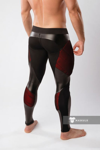 Armored. Color-Under. Men's Leggings. Zipped Rear. Red