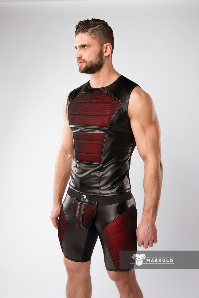 Armored. Color-Under. Men's Tank Top. Front Pads. Black+Red