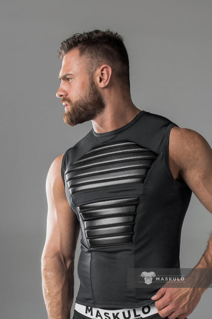 Armored. Men's Tank Top. Spandex. Front Pads. Black